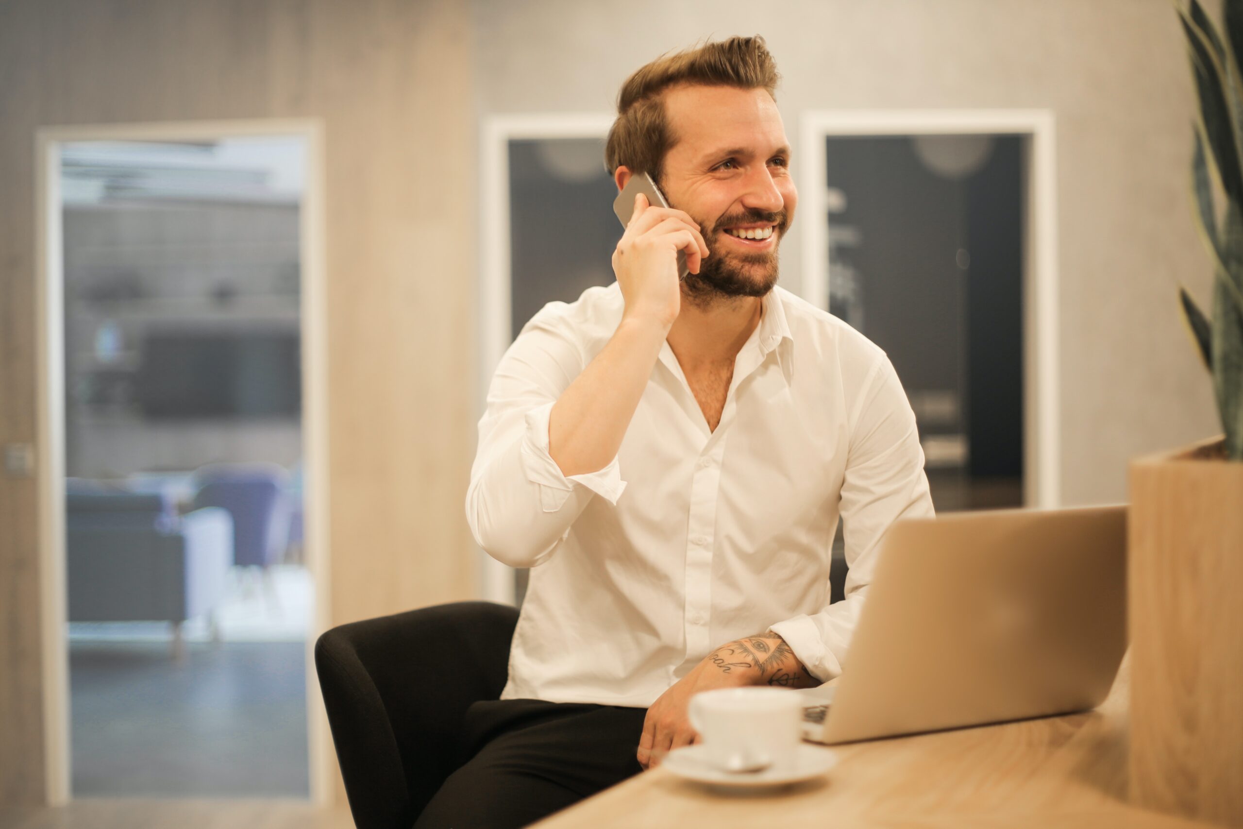 Happy Landlord on Phone