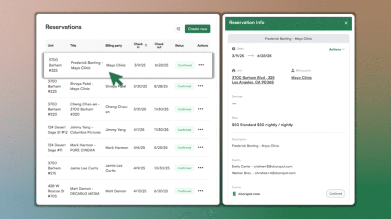 View Reservations in List View Editor - DoorSpot